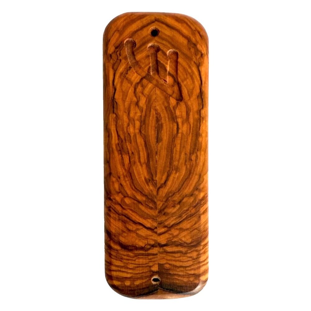 Mezuzah Olive Wood Hand Crafted Judaica Jewish Shin